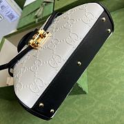 Gucci Small GG Top Handle Bag White/Black Leather 675791 28.5x19.5x10cm - 5