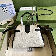 Gucci Small GG Top Handle Bag White/Black Leather 675791 28.5x19.5x10cm - 4