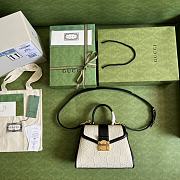 Gucci Small GG Top Handle Bag White/Black Leather 675791 28.5x19.5x10cm - 3