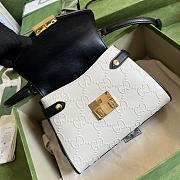 Gucci Small GG Top Handle Bag White/Black Leather 675791 28.5x19.5x10cm - 2