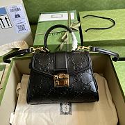 Gucci Small GG Top Handle Bag Black Leather 675791 28.5x19.5x10cm - 1