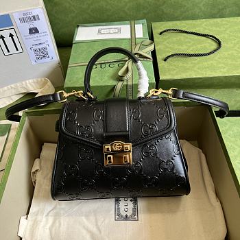 Gucci Small GG Top Handle Bag Black Leather 675791 28.5x19.5x10cm