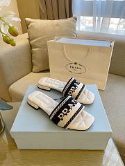 Prada Embroidered Fabric Slides White/Black 1XX612 - 6