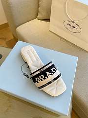 Prada Embroidered Fabric Slides White/Black 1XX612 - 5