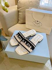 Prada Embroidered Fabric Slides White/Black 1XX612 - 3