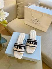 Prada Embroidered Fabric Slides White/Black 1XX612 - 2