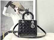 Dior Medium Lady Dior Patent Cannage Black Silver-tone Metal M0565 24×20×11cm - 1