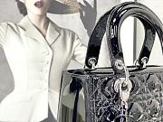 Dior Medium Lady Dior Patent Cannage Black Silver-tone Metal M0565 24×20×11cm - 6