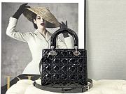 Dior Medium Lady Dior Patent Cannage Black Silver-tone Metal M0565 24×20×11cm - 4