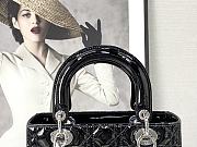 Dior Medium Lady Dior Patent Cannage Black Silver-tone Metal M0565 24×20×11cm - 3
