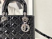 Dior Medium Lady Dior Patent Cannage Black Silver-tone Metal M0565 24×20×11cm - 2