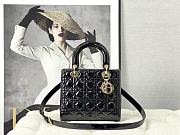 Dior Medium Lady Dior Patent Cannage Black Gold-tone Metal M0565 24×20×11cm - 1