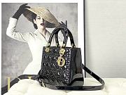 Dior Medium Lady Dior Patent Cannage Black Gold-tone Metal M0565 24×20×11cm - 5