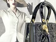 Dior Medium Lady Dior Patent Cannage Black Gold-tone Metal M0565 24×20×11cm - 4