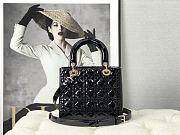 Dior Medium Lady Dior Patent Cannage Black Gold-tone Metal M0565 24×20×11cm - 3