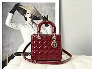 Dior Medium Lady Dior Patent Cannage Red M0565 24×20×11cm - 1