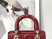 Dior Medium Lady Dior Patent Cannage Red M0565 24×20×11cm - 6