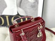 Dior Medium Lady Dior Patent Cannage Red M0565 24×20×11cm - 5