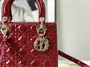 Dior Medium Lady Dior Patent Cannage Red M0565 24×20×11cm - 4