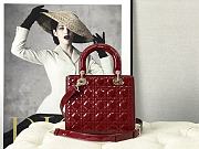 Dior Medium Lady Dior Patent Cannage Red M0565 24×20×11cm - 3