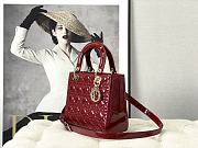 Dior Medium Lady Dior Patent Cannage Red M0565 24×20×11cm - 2