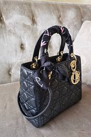 Dior Medium Lady Dior Cannage Black M0565 24×20×11cm - 5