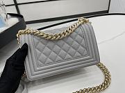 Chanel Small LeBoy Grained Leather Gold-tone Metal Gray A67085 20cm - 5