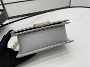 Chanel Small LeBoy Grained Leather Gold-tone Metal Gray A67085 20cm - 3