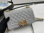 Chanel Small LeBoy Grained Leather Gold-tone Metal Gray A67085 20cm - 2