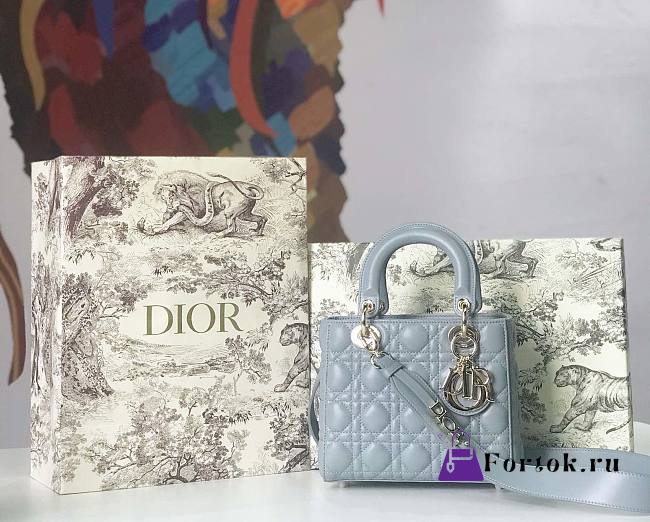 Dior Small Lady Abcdior Bag Cannage Lambskin Light Blue M0538 20cm  - 1