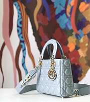 Dior Small Lady Abcdior Bag Cannage Lambskin Light Blue M0538 20cm  - 4