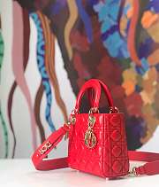 Dior Small Lady Abcdior Bag Cannage Lambskin Red M0538 20cm  - 5