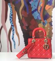 Dior Small Lady Abcdior Bag Cannage Lambskin Red M0538 20cm  - 2