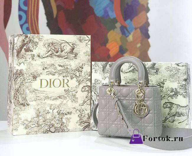 Dior Small Lady Abcdior Bag Cannage Lambskin Gray M0538 20cm  - 1