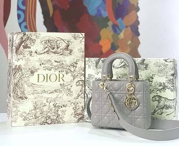 Dior Small Lady Abcdior Bag Cannage Lambskin Gray M0538 20cm 