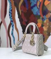 Dior Small Lady Abcdior Bag Cannage Lambskin Gray M0538 20cm  - 3
