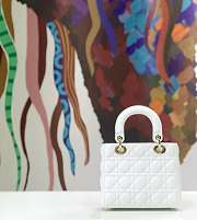 Dior Small Lady Abcdior Bag Cannage Lambskin White M0538 20cm  - 5