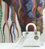 Dior Small Lady Abcdior Bag Cannage Lambskin White M0538 20cm  - 3