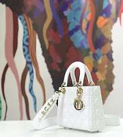 Dior Small Lady Abcdior Bag Cannage Lambskin White M0538 20cm  - 4