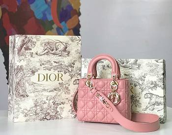 Dior Small Lady Abcdior Bag Cannage Lambskin Pink M0538 20cm 