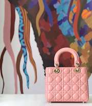 Dior Small Lady Abcdior Bag Cannage Lambskin Pink M0538 20cm  - 3
