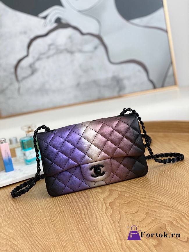 Chanel Small Evening Shoulder Flap Bag Multicolor Black/Pink 20cm - 1