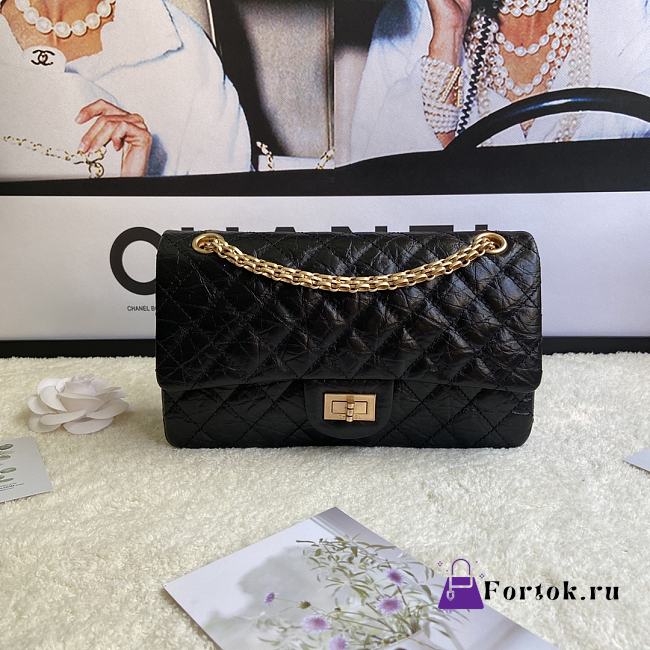 Chanel 2.55 Reissue Handbag Aged Calfskin Black A37586 16x24x7.5cm - 1