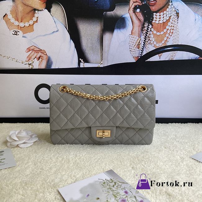 Chanel 2.55 Reissue Handbag Aged Calfskin Gray A37586 16x24x7.5cm - 1