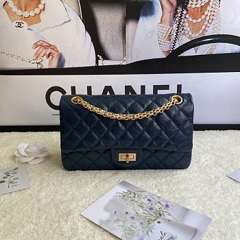 Chanel 2.55 Reissue Handbag Aged Calfskin Navy Blue A37586 16x24x7.5cm