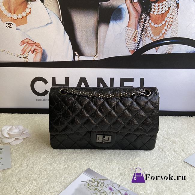 Chanel 2.55 Reissue Handbag Aged Calfskin All Black A37586 16x24x7.5cm - 1