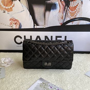 Chanel 2.55 Reissue Handbag Aged Calfskin All Black A37586 16x24x7.5cm