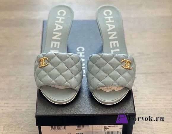 Chanel Mules Lambskin Leather Light Blue G38820 60mm - 1