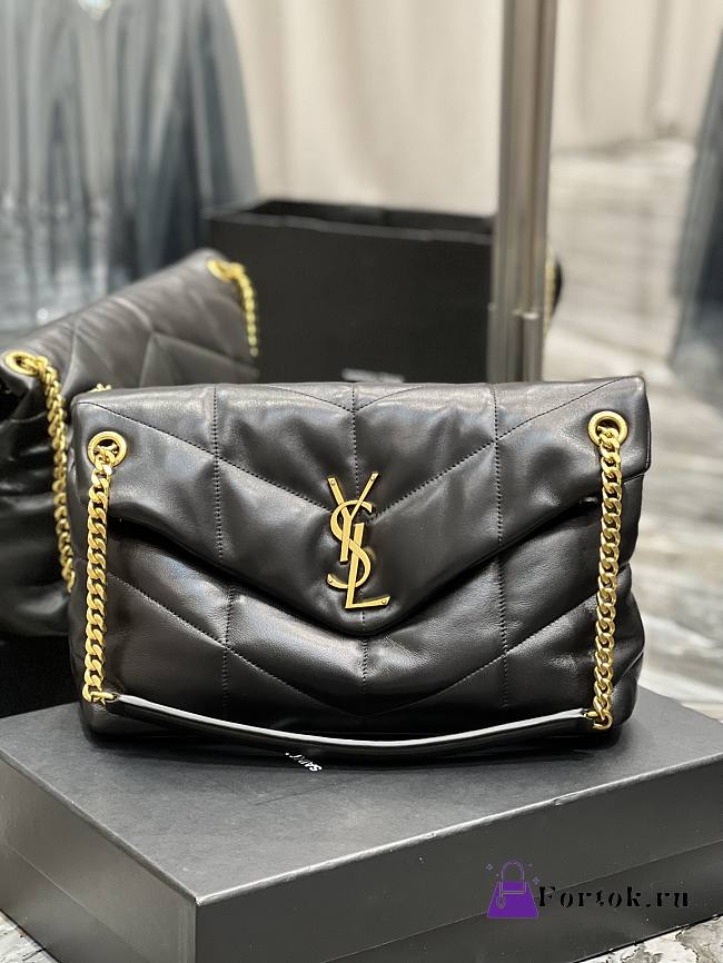 Ysl Medium Puffer Bag Gold Metal Black In Leather 5774751 35x23x13.5cm - 1