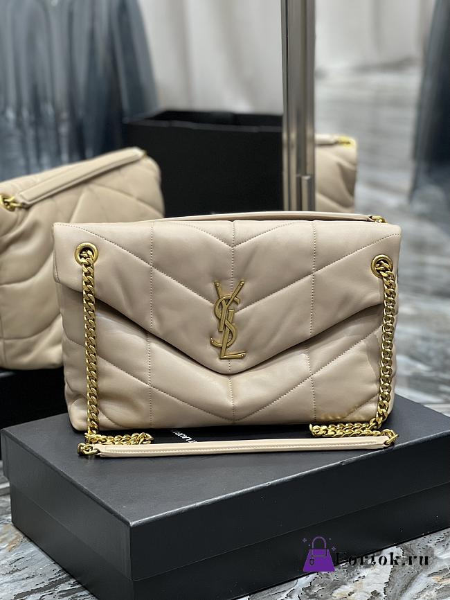 Ysl Medium Puffer Bag Gold Metal Beige In Leather 5774751 35x23x13.5cm - 1
